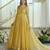Yellow silk blend plain flared gown set