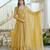 Yellow silk blend plain flared gown set