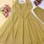 Yellow silk blend plain flared gown set