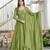 Green silk blend plain flared gown set