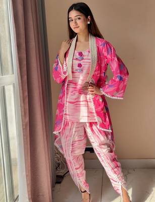 Pinkie affaire cotton 3 piece kurta & jacket set 1