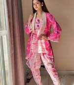 Pinkie affaire cotton 3 piece kurta & jacket set