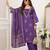 Purple floral printed cotton kurta set
