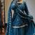 Teal-blue silk blend embroidered palazzo set