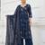 Blue floral printed cotton kurta set