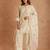 Cream silk blend embroidered farshi salwar set