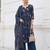 Blue floral printed cotton kurta set