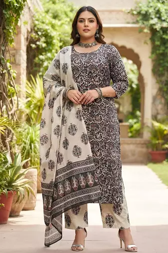 Multicolor floral printed cotton kurta set