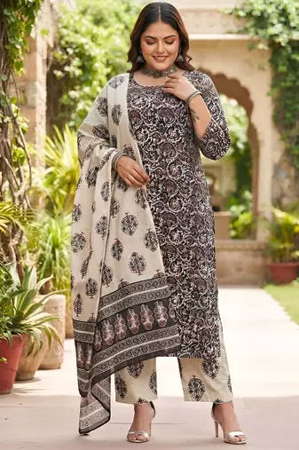 Multicolor floral printed cotton kurta set