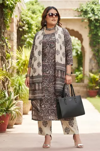 Multicolor floral printed cotton kurta set