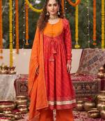 Pink floral printed cotton kurta set