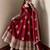 Maroon silk blend embroidered flared gown set