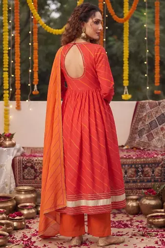 Pink floral printed cotton kurta set