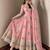Light-pink silk blend embroidered flared gown set