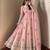Light-pink silk blend embroidered flared gown set