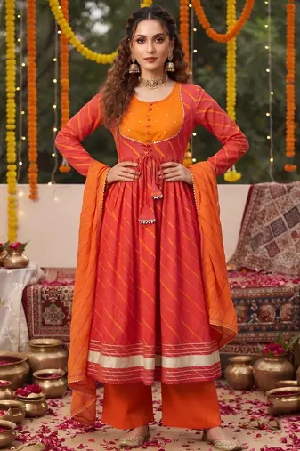 Pink floral printed cotton kurta set