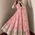 Light-pink silk blend embroidered flared gown set