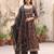 Black floral printed cotton kurta set