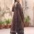 Black floral printed cotton kurta set