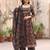 Black floral printed cotton kurta set