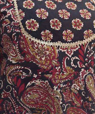 Black floral printed cotton kurta set 5