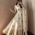Cream silk blend embroidered flared gown set