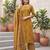 Yellow floral printed cotton kurta set
