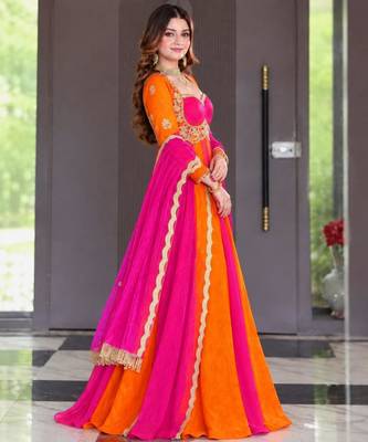 Multicolor silk blend embroidered anarkali set 2