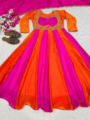 Multicolor silk blend embroidered anarkali set 4