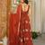 Brown silk blend embroidered anarkali set