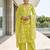 Green floral printed cotton kurta set