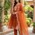 Orange silk blend embroidered kurta set