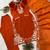 Orange silk blend embroidered kurta set