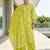 Green floral printed cotton kurta set