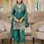 Teal-green silk blend embroidered palazzo set