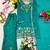 Teal-green silk blend embroidered palazzo set