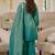 Teal-green silk blend embroidered palazzo set