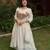 Cream chanderi embroidered kurta set