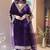 Purple velvet embroidered kurta set