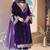 Purple velvet embroidered kurta set