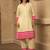 Yellow cotton linen stripes print kurta set