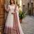 White georgette embroidered flared gown set
