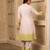 Pink cotton linen stripes print kurta set
