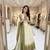 White georgette embroidered flared gown set