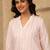 Pink cotton linen stripes print kurta set