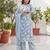 Blue floral printed cotton kurta set