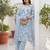Blue floral printed cotton kurta set