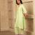 Green cotton kurta set with floral embroidery lace detailings