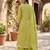 Green floral printed cotton kurta set