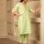 Green cotton kurta set with floral embroidery lace detailings